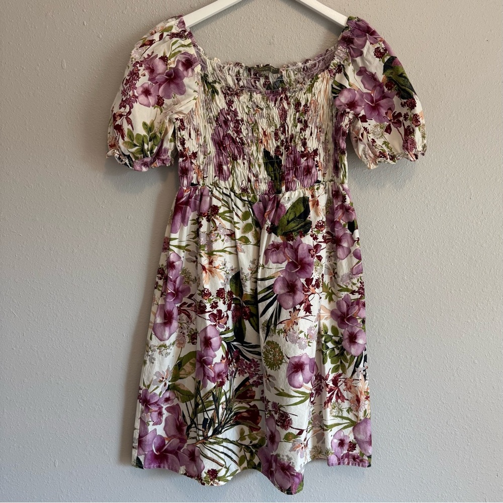 Melonie T Romantic Floral Smocked Cotton Cottagecore Dress‎ Farmer Girl Size 10